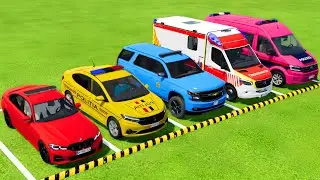 BMW, DACIA, CHEVROLET, VOLKSWAGEN POLICE VEHICLES & MERCEDES AMBULANCE CAR TRANSPORTING ! FS22