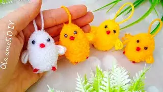 🐤🐣 It's so Cute ❤️ Superb Chicken Making Idea with Yarn - DIY Woolen Crafts- Easy Easter Decor Ideas