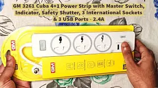 GM 3261 Cuba 4+1 Power Strip/extension box 🔌 with USB port 2.4amp review and unboxing