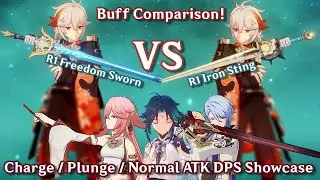 R1 Freedom Sworn VS Iron Sting Comparison for C0 Kazuha EM Support & DPS Build! Genshin Impact 2.8