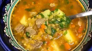 Суп из баранины с булгуром и чечевицей