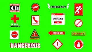 Warning Green Screen, Emergency Green Screen, Stop Green Screen, Exit Green Screen