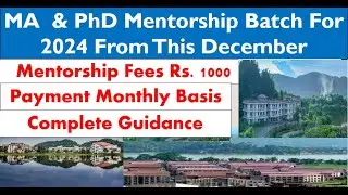 Join Mentorship As Soon As Possible New Mentorship Batch For MA & PhD 