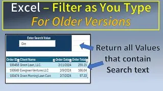Excel Filter as You Type