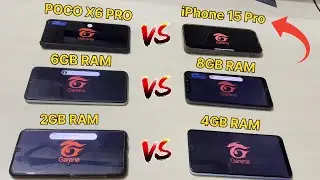 2GB RAM vs 4GB RAM vs 6GB RAM vs POCO X6 PRO vs iPhone 15 - FREEFIRE TEST 