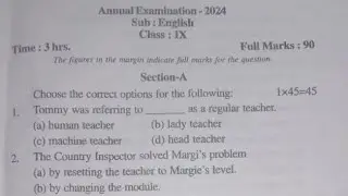 Class IX Annual examination 2024|English questions paper with answers|Hojai|Class 9 Annual exam 2024