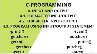 4. INPUT AND OUTPUT||4.1.FORMATTED INPU/OUTPUT||4.2.CHARACTER I/O||4.3.PROGRAM USING I/O STATEMENT