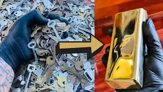 Golden Mirrored Bar - Bulk Key Melt - ASMR Metal Melting - Brass Zinc - Trash To Treasure BigStackD