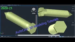AutoCAD 3D Modeling Tutorials - Make a screw Using AutoCAD 2020 || EXTRUDE and REVOLVE 3d Commands