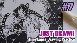 [Just Draw!!] Fanart Kochou Shinobu, Kimetsu no Yaiba- Time Lapse of My Regular Drawing Practice #7