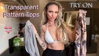 Transparent TRY-ON Haul Pattern Top VS Grey Longsleeve See Through Scrunch SHEIN | EllieKarrx
