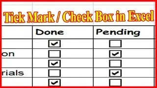 How to Tick Mark in Excel : Tick Mark or Check Box in Excel Cell | Tick or Check Mark in Excel Cell
