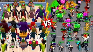 Toilet Monster Merge War VS Battle Warriors Strategy game, Merge Battle Gameplay