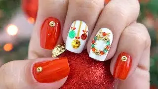 Unhas de Natal Guirlanda e Bolinhas