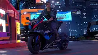Cyberpunk 2077 But Path Tracing Overhaul BMW 1000RR True Night City Visual Mods DLSS 3.5 Gameplay