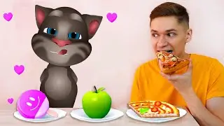 My Cat in Real Life - Mukbang Food Challenge