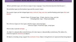 What is primitive types and reference types in Java Language  Java Interview Question And Answer