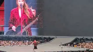 Taylor Swift speech about 100th show on 13th June 2024 at Liverpool Anfield Stadium, UK Eras Tour