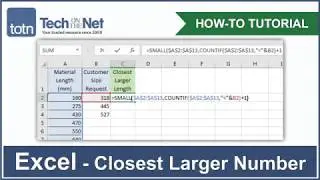 How to find the closest larger number in an unordered list of values in Excel