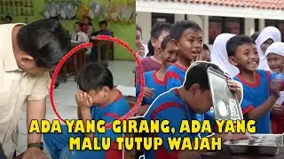 Ekspresi Lucu Bocah SD Bertemu Prabowo, Ada yang Tutup Wajah