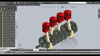 Ensamble y animación de conjunto cigüeñal 4 Cilindros en SolidWorks