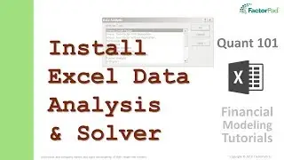 Install Excel Data Analysis ToolPak and Solver Add-In | Financial Modeling Tutorials