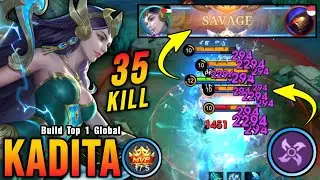 35 Kills + SAVAGE!! Best Kadita One Hit Build and Emblem!! - Build Top 1 Global Kadita ~ MLBB