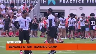 Joe Burrow, Tee Higgins seen running drills at Day 1 of Bengals training camp