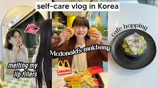 Self-Care Vlog in Korea: melting my lip filler, McDonald’s Mukbang, what I ate, cafe hopping | Q2HAN