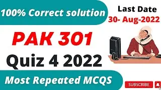 PAK301 Quiz 4 2022 l PAK301 Quiz 4 Solution 2022 l PAK301 Quiz 4 Solution l PAK301 Quiz 4