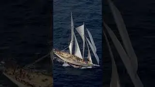 FLYING at 10 knots with SIX sails #sailing #schooner #ocean #barbados #travel