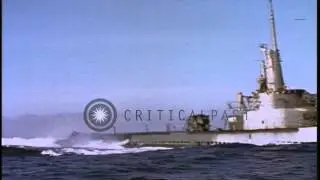 US sailors standing on the conning tower aboard a submarine underway in the Pacif...HD Stock Footage