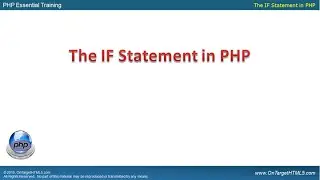 31007 - The IF Statement in PHP