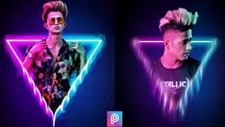 Picsart neon triangle photo editing 🔥| danish zehen photo editingingl