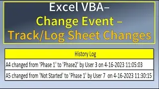 Excel VBA Track and Log Changes to Sheet