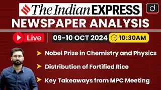 LIVE Newspaper Analysis | 10 October 2024 | The Indian Express | Drishti IAS English