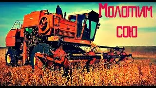 Комбайн ДОН - 1500 молотит сою Полное видео DON-1500 harvester threshing soy 