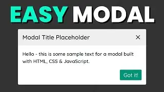 How to Create a Modal Window For Your Websites - HTML, CSS & JavaScript Tutorial