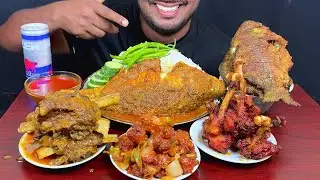 Asmr Spicy Whole Fish Curry,Telapia Fish Fry,Chicken Lolipop,Beef Chaap With Rice || Mukbong Show