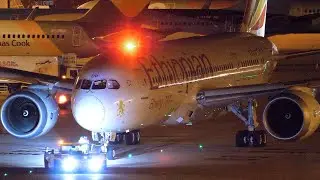 INCREDIBLE NIGHT SPOTTING at Manchester Airport- 15 Minutes of Up Close Night Ground Operations