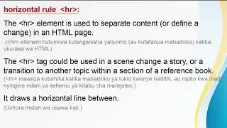 Elements in HTML | Empty Elements - Break and Horizontal rule | Visual studio code (KISWAHILI)