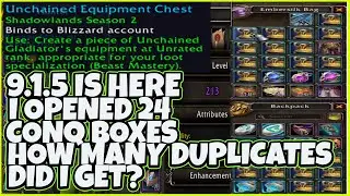 I OPENED 24 UNCHAINED EQUIPMENT CHEST ( CONQUEST BOXES ) AND GUESS HOW MANY DUPLICATES I GOT! 9.1.5