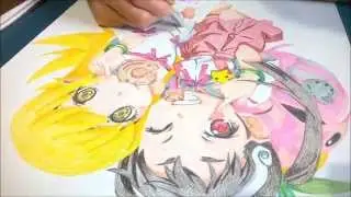 Bakemonogatari Shinobu Oshino and Mayoi Hachikuji Time Lapse Drawing