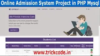 ✅Online Admission System Project in PHP Mysql with Source Code