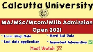 Calcutta University PG Admission 2021 | Official Notification - cu pg admission 2021 | MA/MSc/Mcom