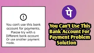 You cant use this bank Account for Payment Please try with a different bank Account or use...