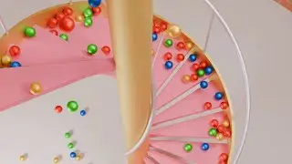 Balls on spiral stair, Blender animation, Rigid body simulation, Cycles Render 4K Video 2 
