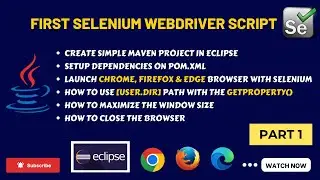 Selenium Beginners Tutorial | How to write first Selenium script | first selenium script in eclipse