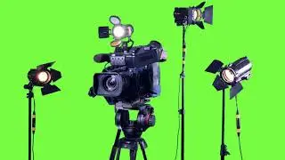 Green Screen | Chroma Key |  professional studio spotlights and camera on green screen | 4K | HD