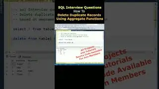 sql delete duplicate records Interview questions using aggregate function